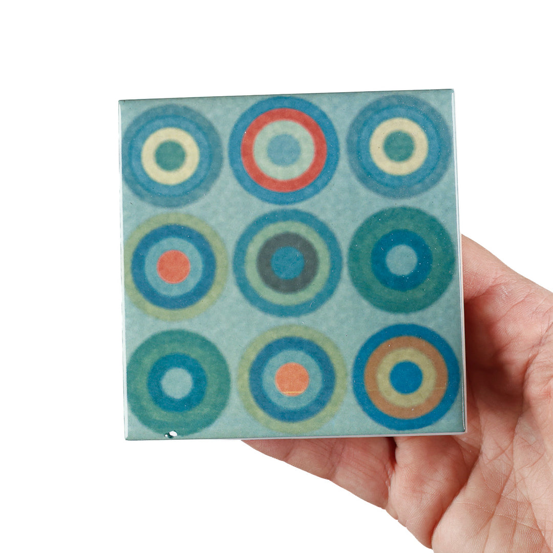 SALE - Fired Ink - Set of 6 x 10cm Colourful Circle Tiles