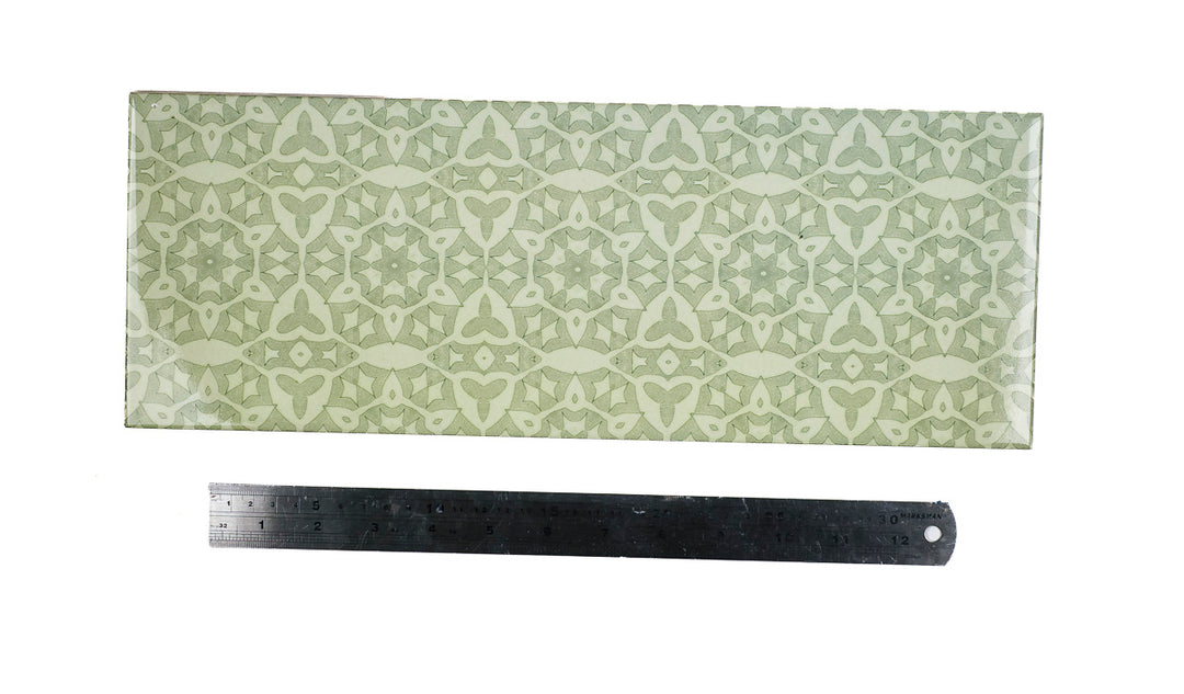 SALE - Fired Ink 45x15cm Prototype Tile  - Green Stonework