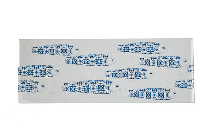 SALE - Fired Ink 45x15cm Single Prototype Tile  - Delft Danio Fish 2