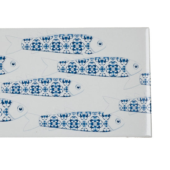 SALE - Fired Ink 45x15cm Single Prototype Tile  - Delft Danio Fish 2