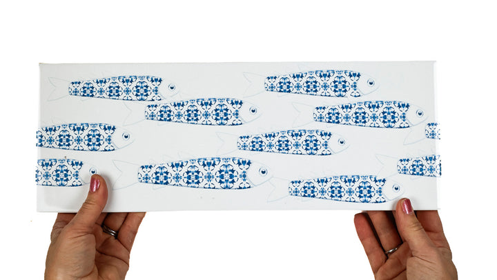 SALE - Fired Ink 45x15cm Single Prototype Tile  - Delft Danio Fish 2