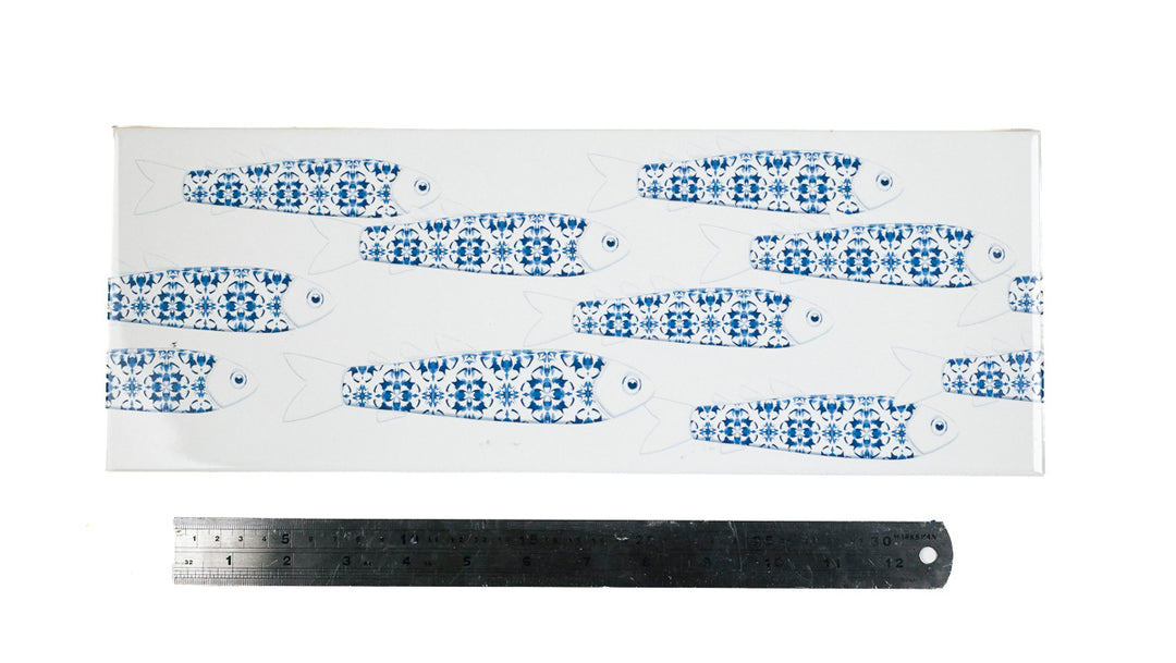 SALE - Fired Ink 45x15cm Single Prototype Tile  - Delft Danio Fish 2