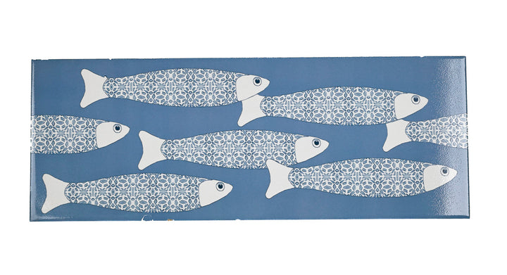SALE - Fired Ink 45x15cm Single Prototype Tile  - Mid Blue Ocean Shoal 2