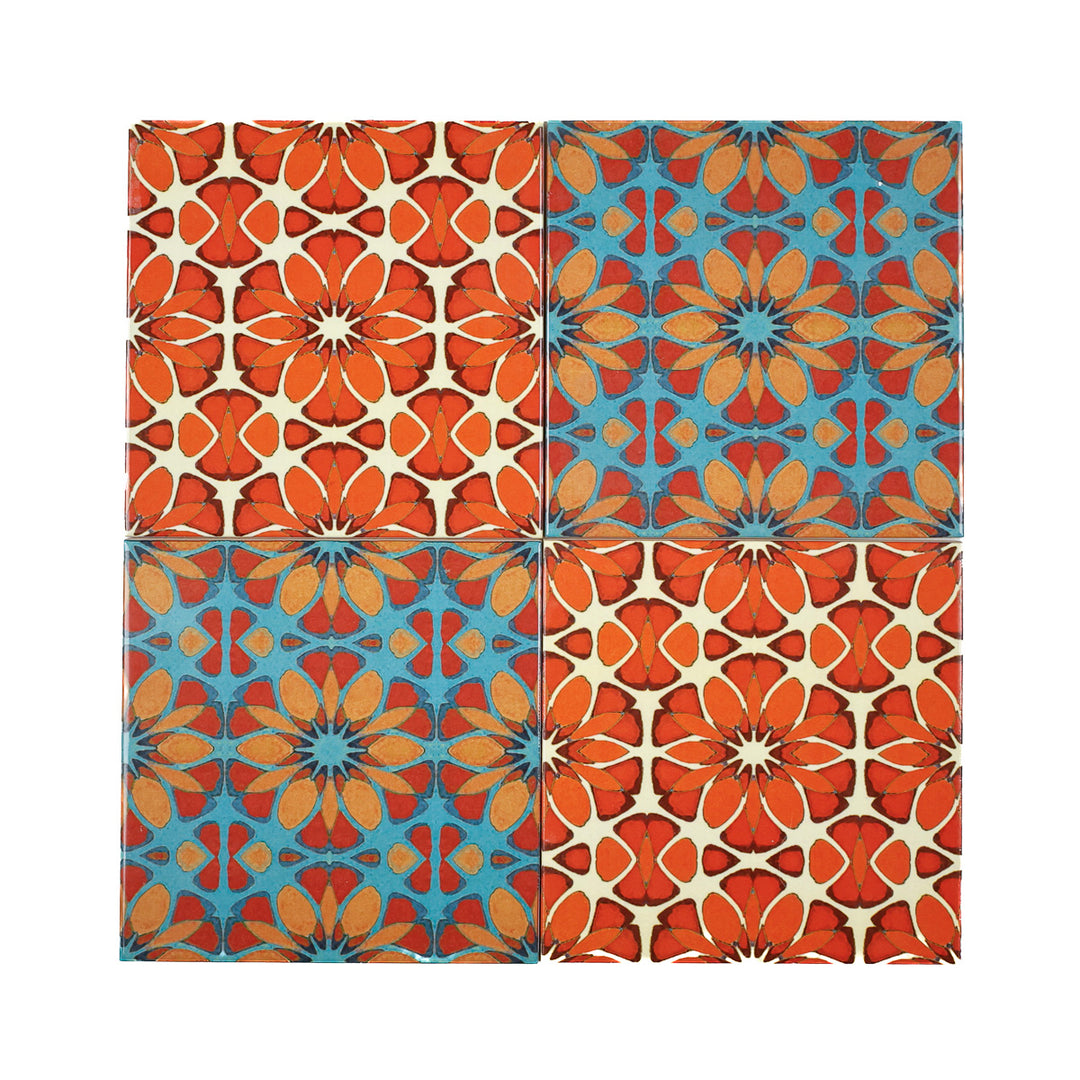 SALE - Fired Ink - Set of 9 x 15cm Mixed Design Tiles