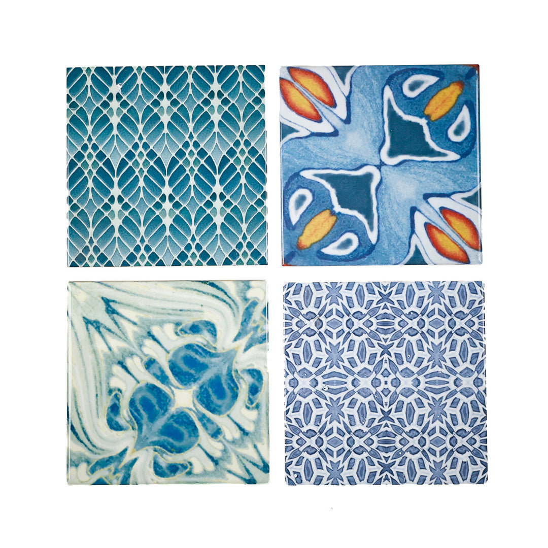 SALE - Fired Ink - Set of 9 x 15cm Mixed Design Tiles