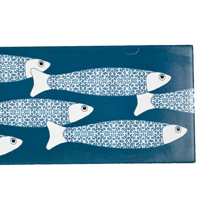 SALE - Fired Ink 45x15cm Single Prototype Tile  - Teal Blue Ocean Shoal