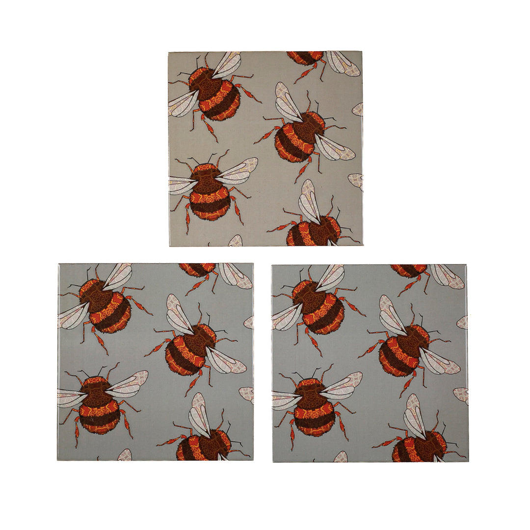 SALE - Fired Ink - 3x 15cm Bumblebee Tiles (mixed set)