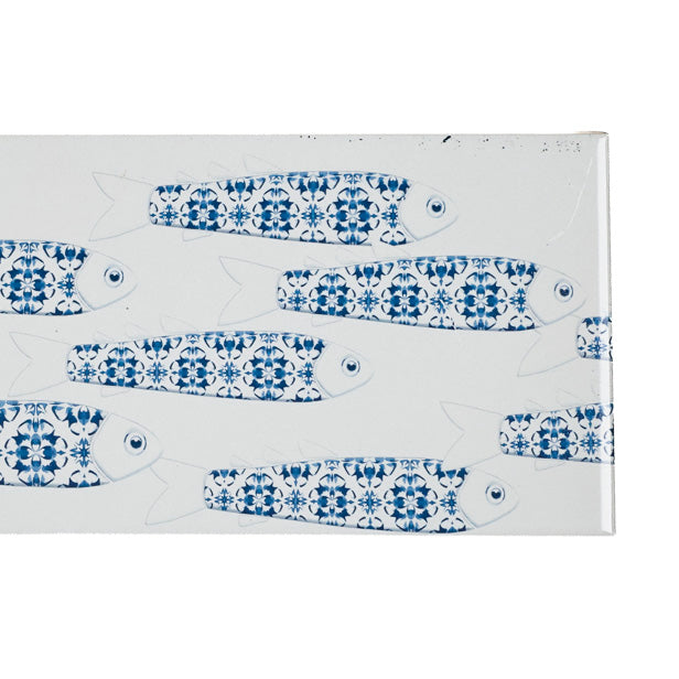 SALE - Fired Ink 45x15cm Single Prototype Tile  - Delft Blue Fish