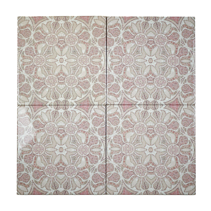 SALE SET - Fired Ink - 4x 20cm Pomegranate Tile - Plaster Pink (perfect!)