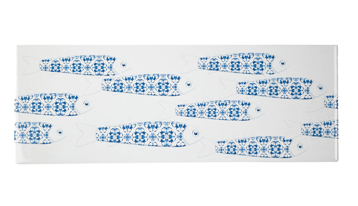 SALE - Fired Ink 45x15cm Single Prototype Tile  - Delft Danio Fish