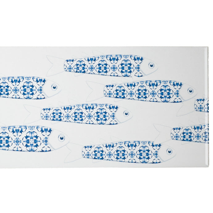 SALE - Fired Ink 45x15cm Single Prototype Tile  - Delft Danio Fish