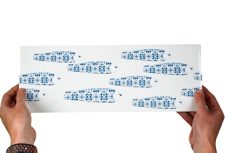 SALE - Fired Ink 45x15cm Single Prototype Tile  - Delft Danio Fish