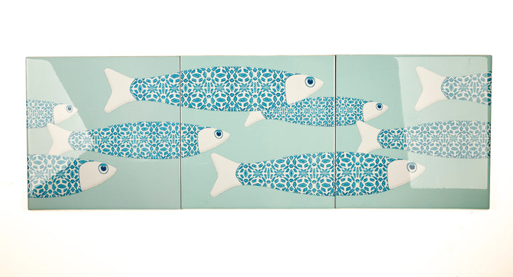SALE SECONDS - SET of 3 x 20cm Large Scale Ocean Shoal on Mint Green