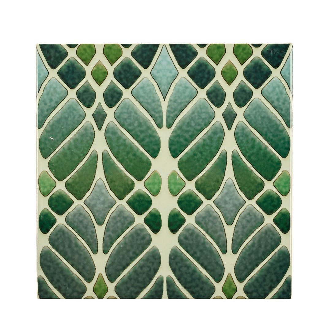 SALE SECONDS SET of 2 x 20cm Green Interwoven Tree tiles (large scale)