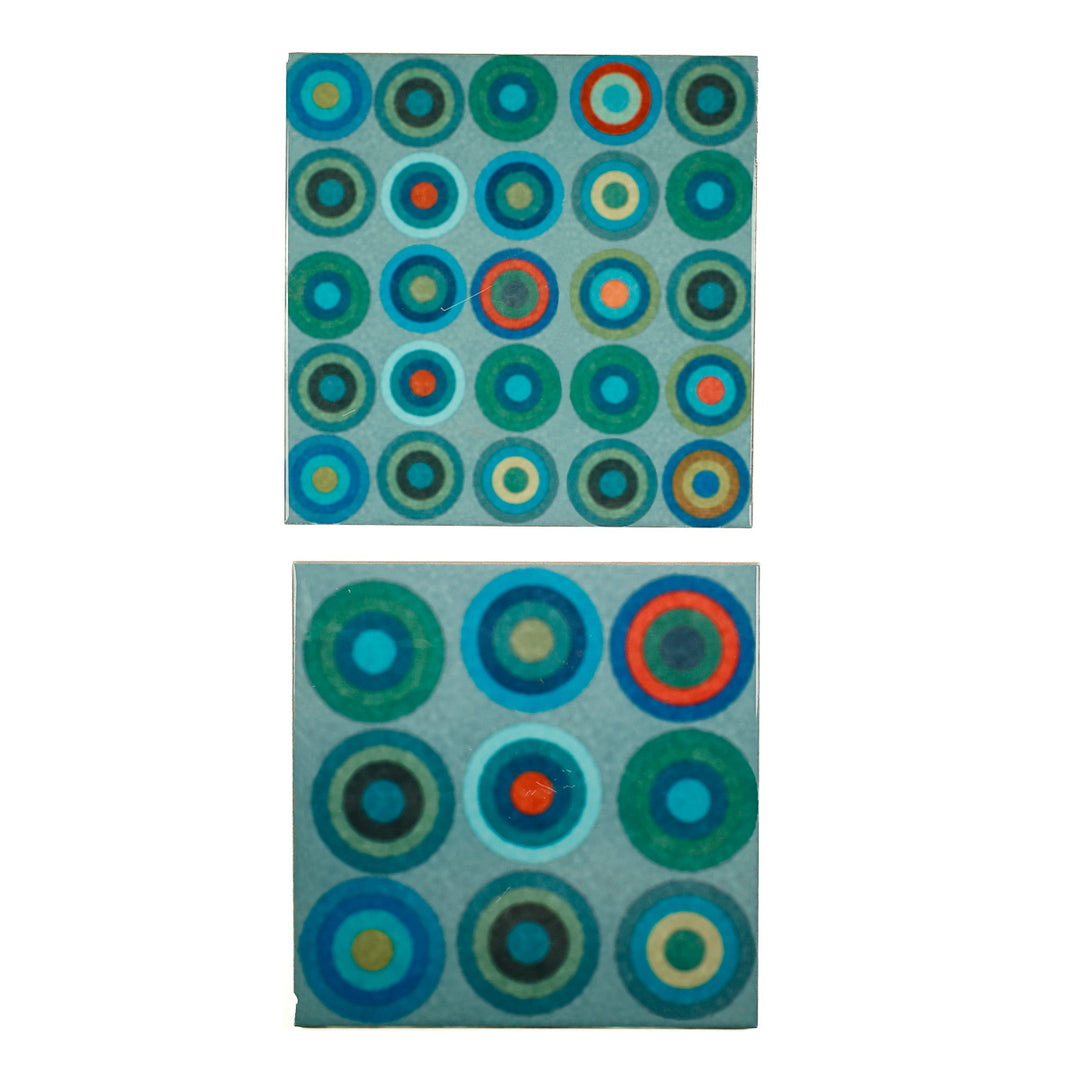SALE SECONDS - Pair of 20cm Abstract Circles - Mixed design tiles