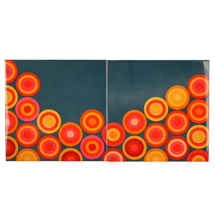 SALE SECONDS - Pair of 20cm Volcanic Circles - Mixed design tiles