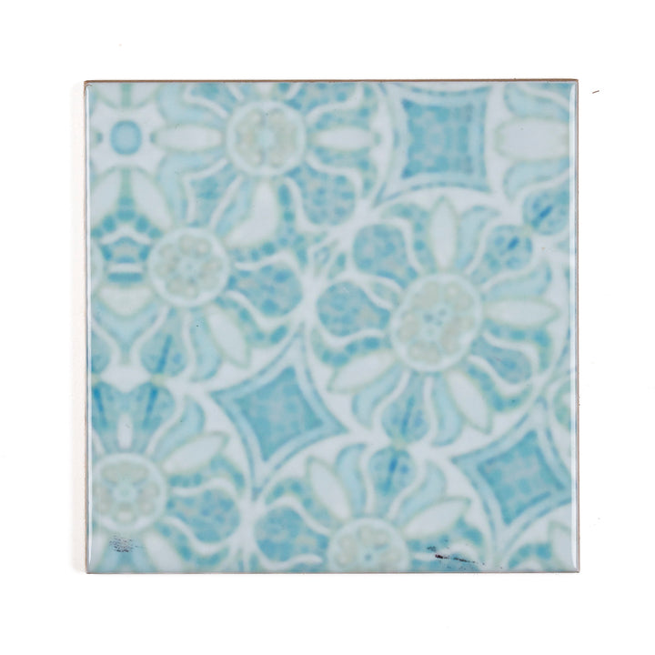 SALE SECONDS - Set of 9 x 10.8cm Pomegranate Hazy Tiles - Aqua - large scale