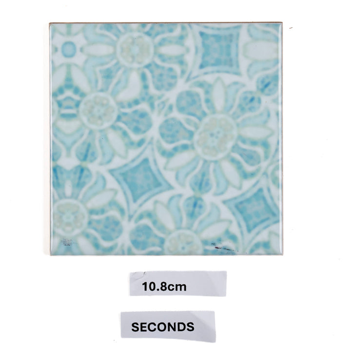 SALE SECONDS - Set of 9 x 10.8cm Pomegranate Hazy Tiles - Aqua - large scale