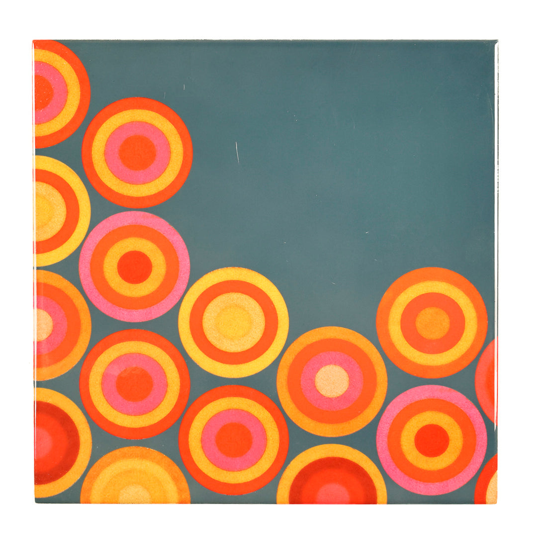 SALE SECONDS - Pair of 20cm Volcanic Circles - Mixed design tiles