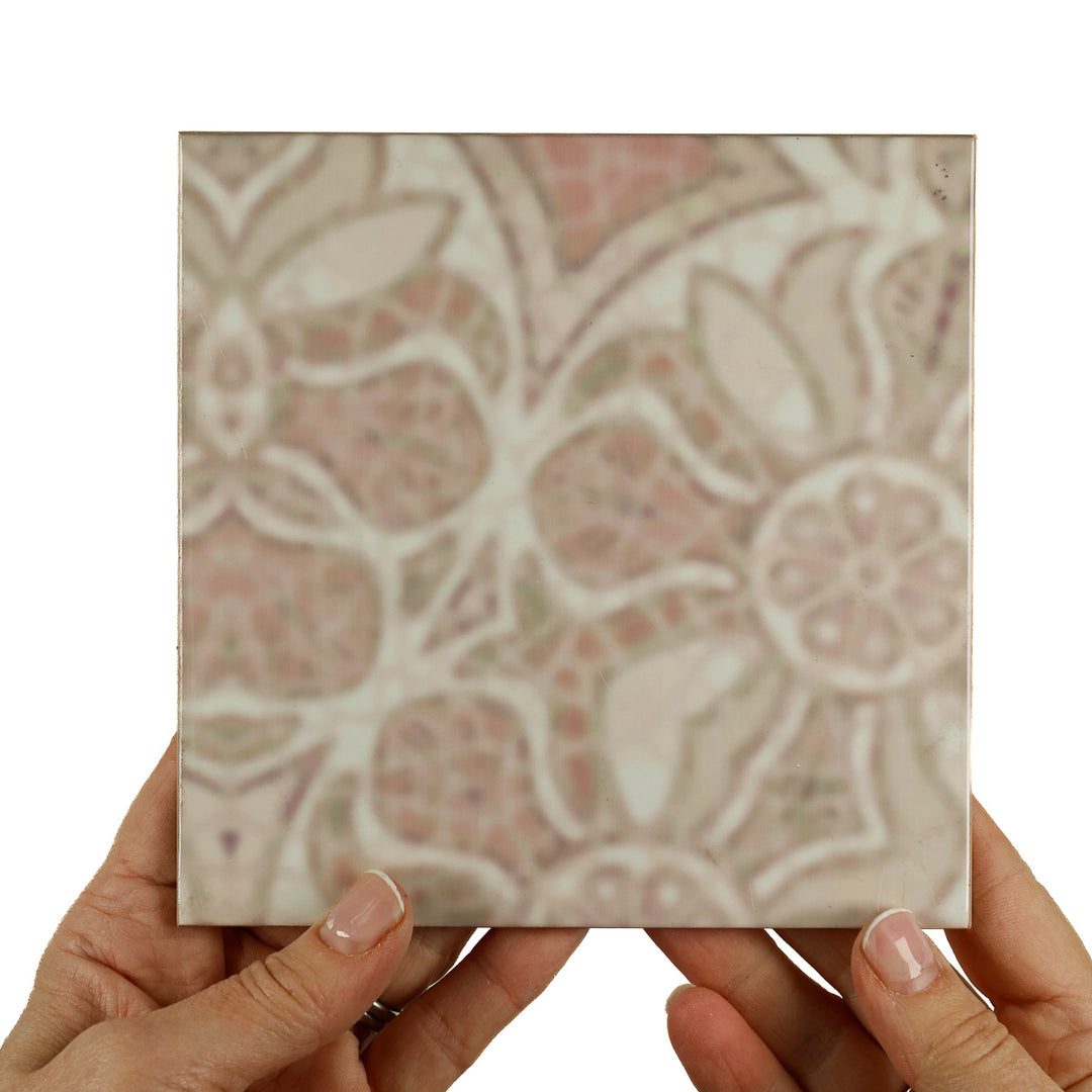 SALE SECONDS - Set of 4 x 15.2 cm Hazy Pink Pomegranate Tiles