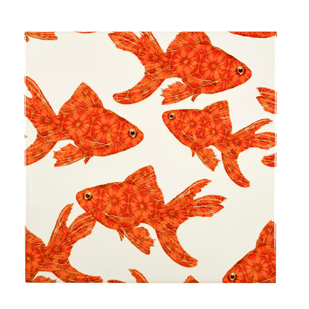 SALE SET - 4 x 20cm Goldfish Tile - Large Scale - White Background