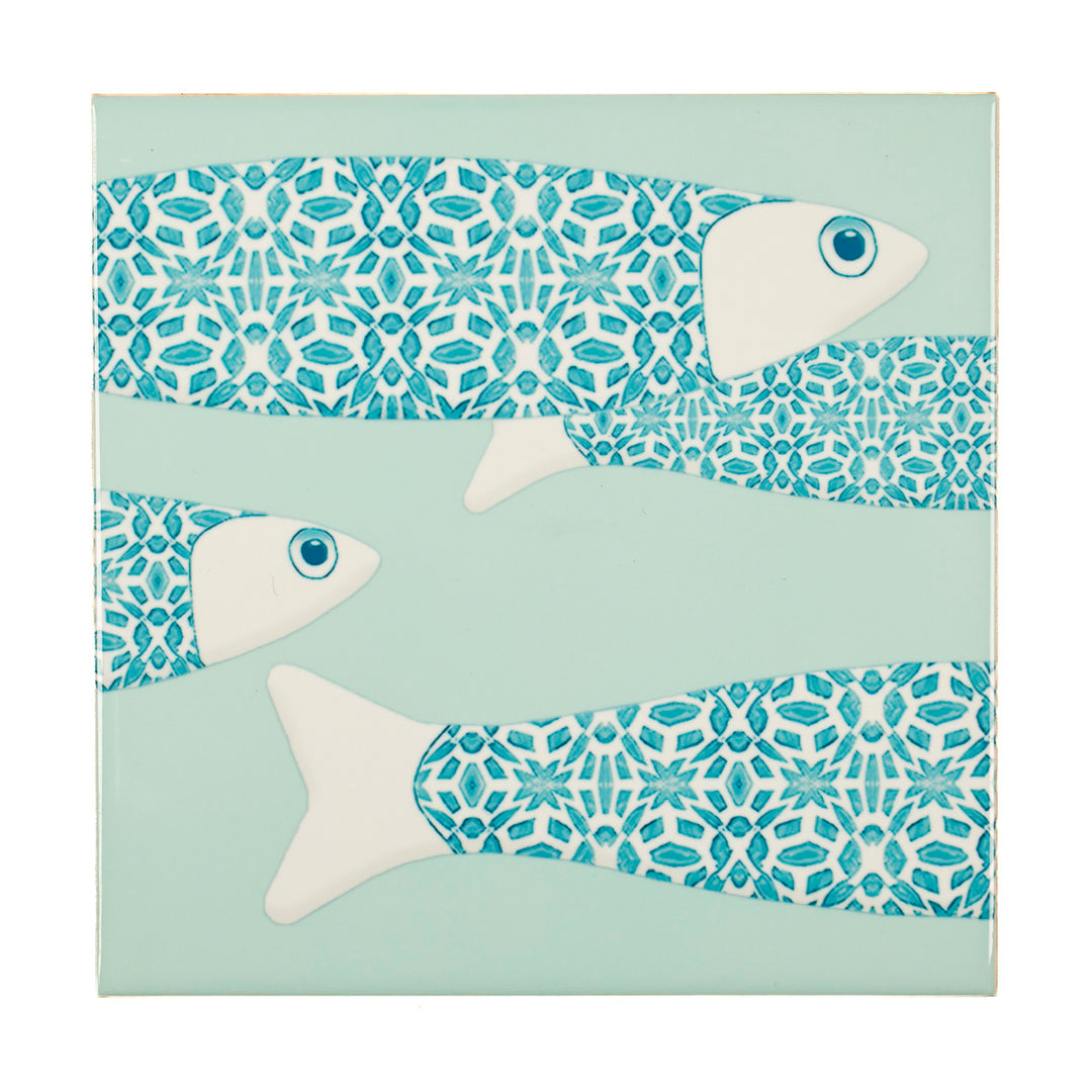 SALE SECONDS - SET of 2 x 15.2cm Large Scale Ocean Shoal on Mint Green