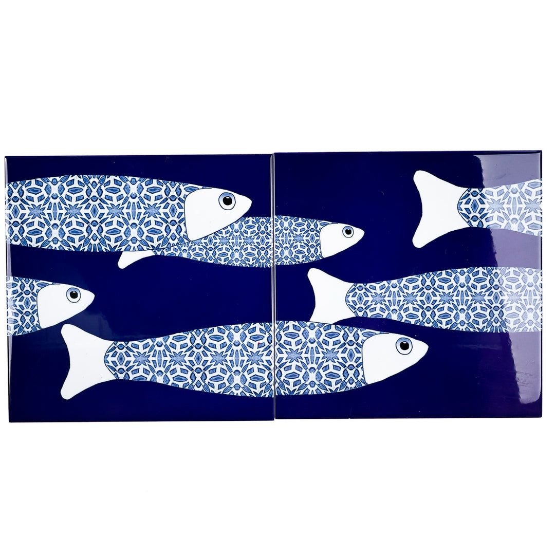 SALE SECOND SET - 6 x 20cm - Large Scale Ocean Shoal - Border Tiles