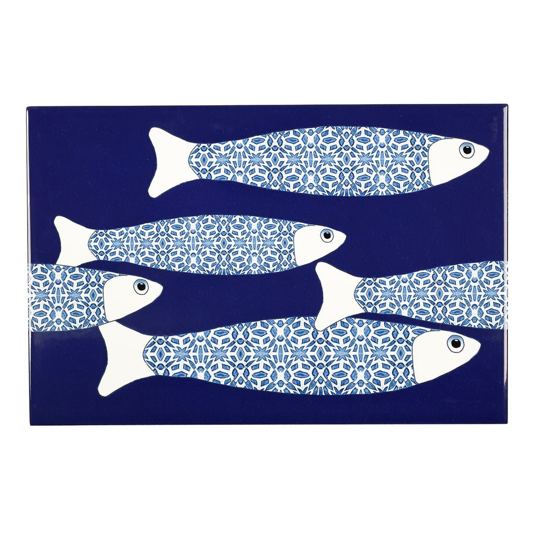 SALE SECONDS - 3x Navy Blue Ocean Shoal - Border version - Large Rectangular Tiles - 30x20cm