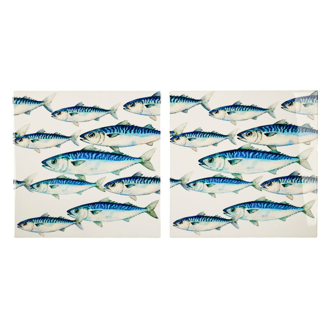 Mackerel Shoal tile - White Background