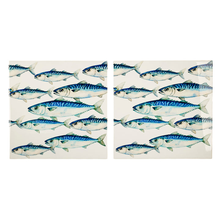 Mackerel Shoal tile - White Background