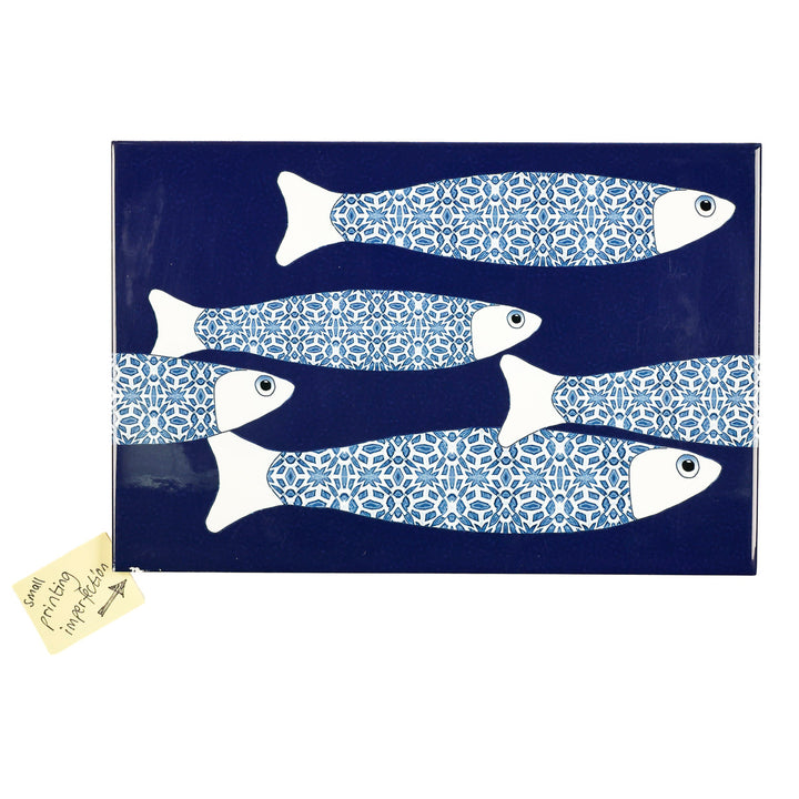 SALE SECONDS - 3x Navy Blue Ocean Shoal - Border version - Large Rectangular Tiles - 30x20cm