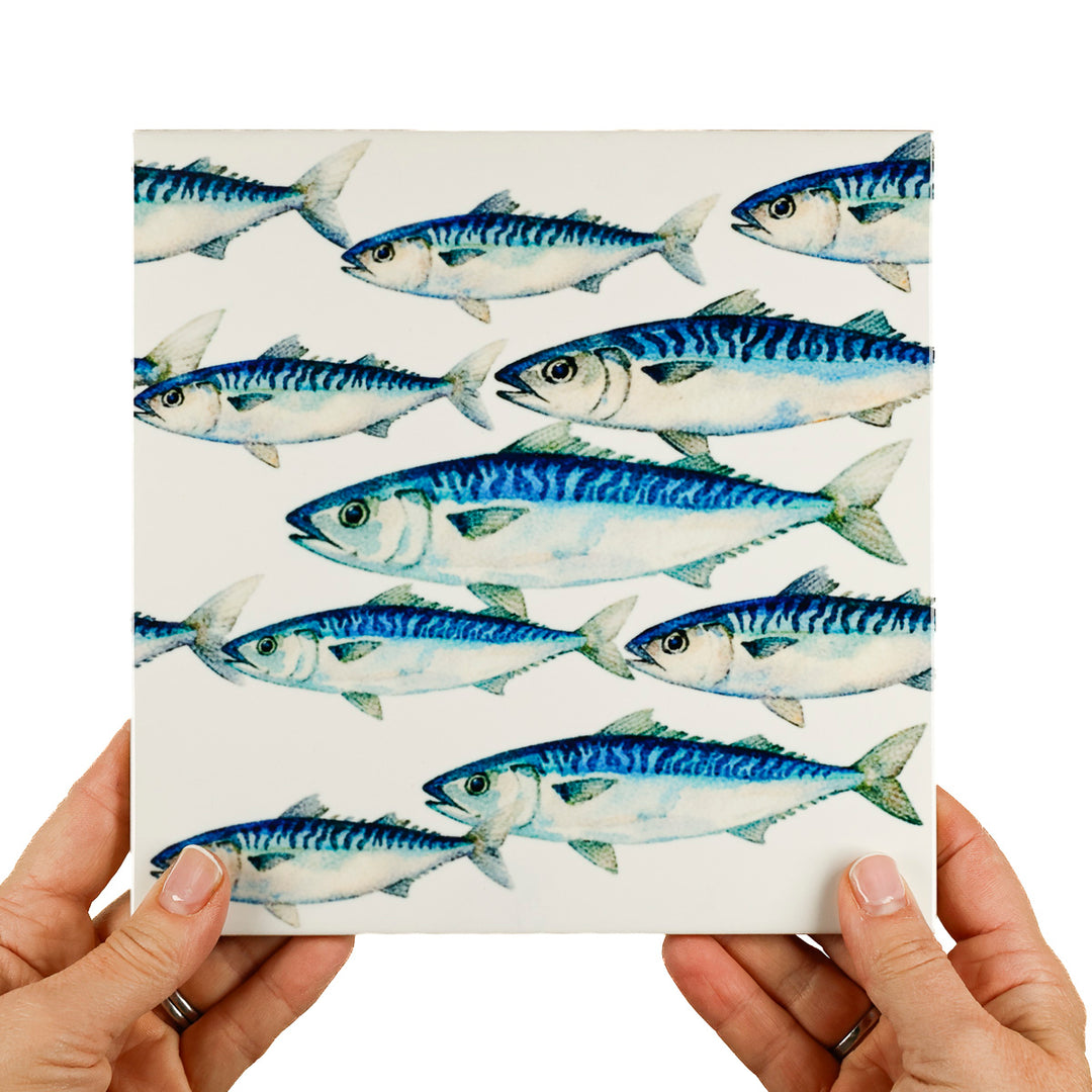 Mackerel Shoal tile - White Background