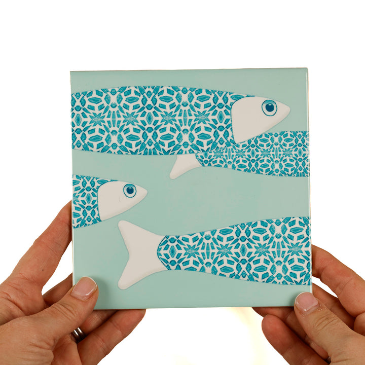 SALE SECONDS - SET of 2 x 15.2cm Large Scale Ocean Shoal on Mint Green
