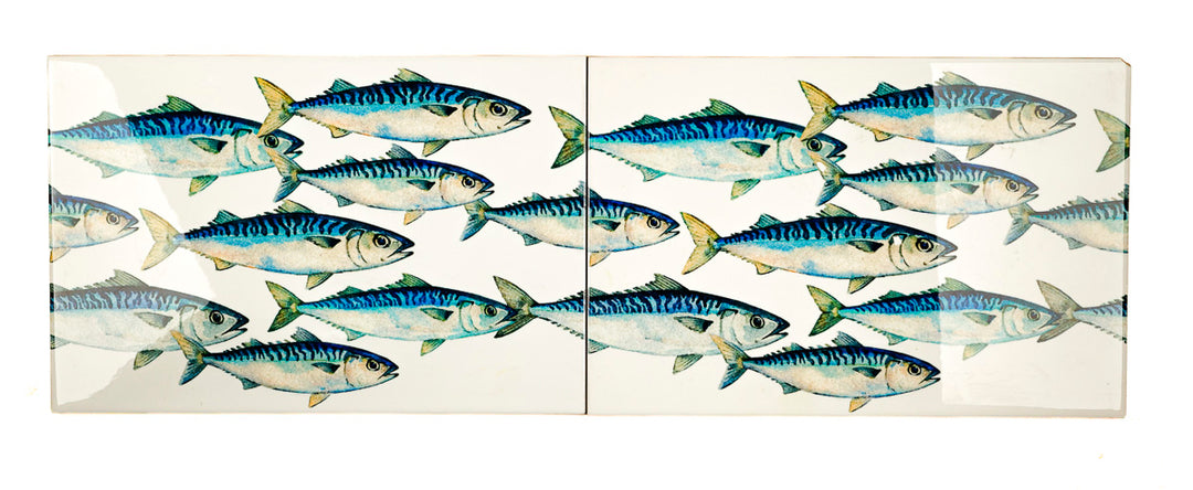 SALE SECONDS - 3x Mackerel Shoal - Large Rectangular Tiles - 30x20cm