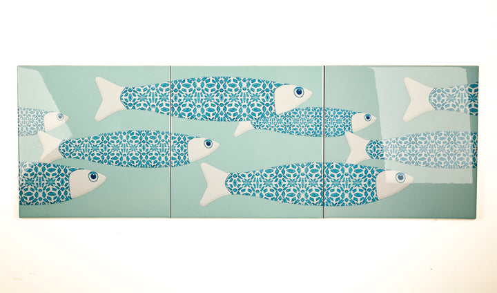 SALE SECONDS - SET of 3 x 20cm Large Scale Ocean Shoal on Mint Green