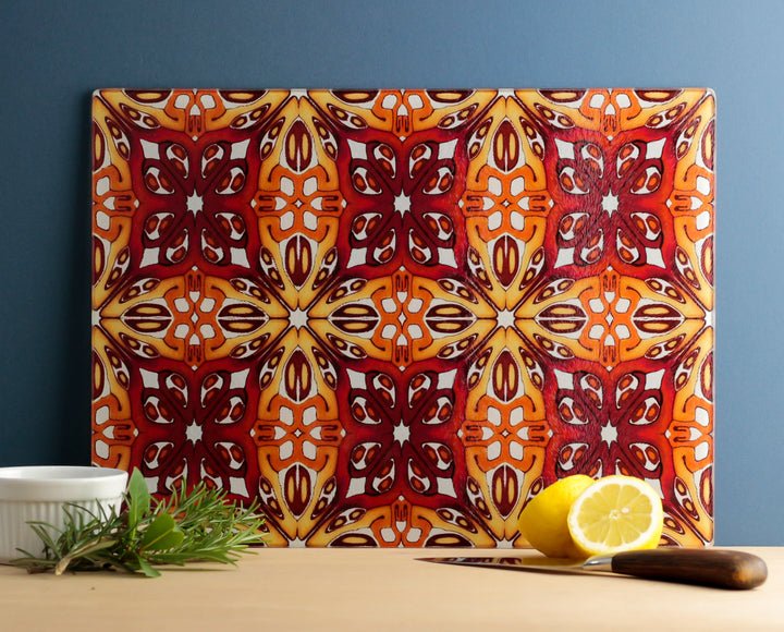 SALE - Red and Gold "Suzanne" Design - Medium/Smooth Worktop Protector