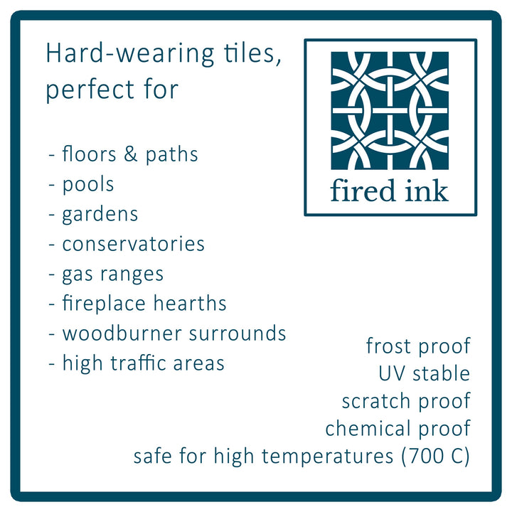 Orange Fox Flower tiles -  FIRED INK Version